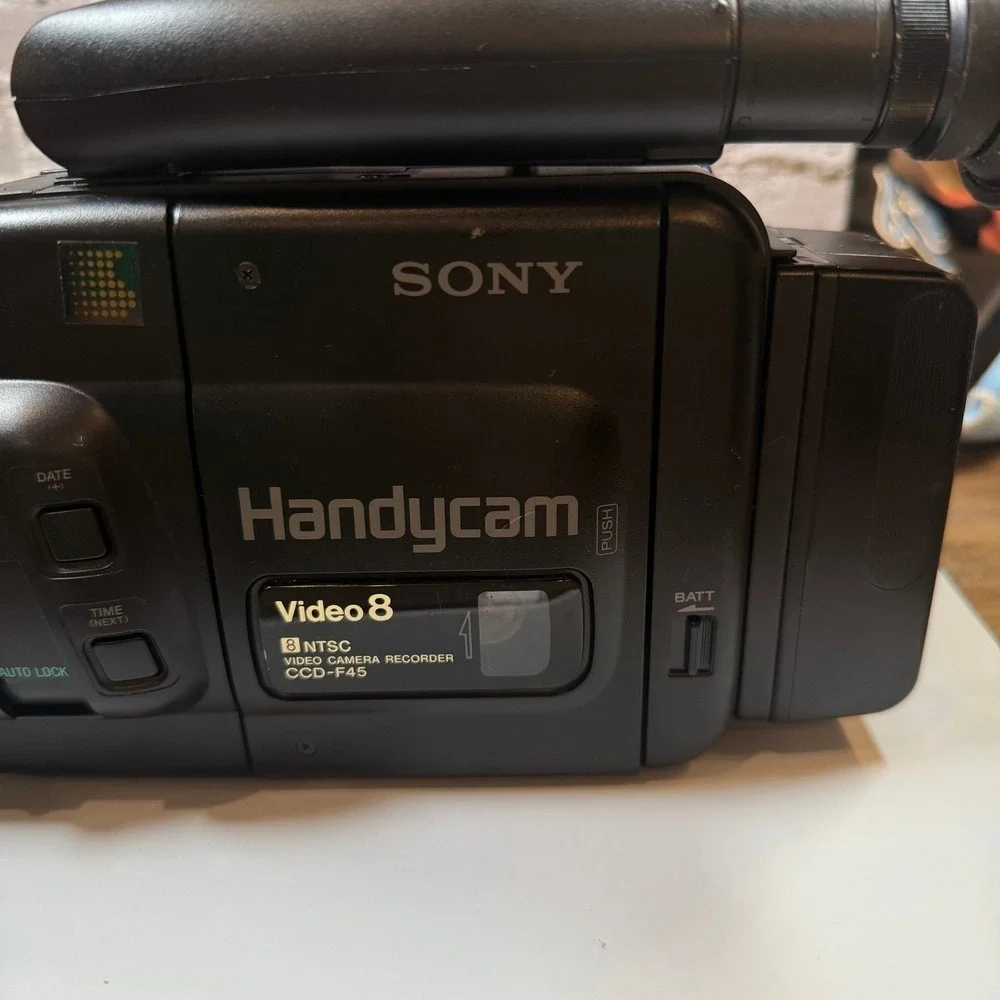 Vintage Sony CCD-F45 Video8 8mm Handycam Camcorder Powers On Case AC Adapter